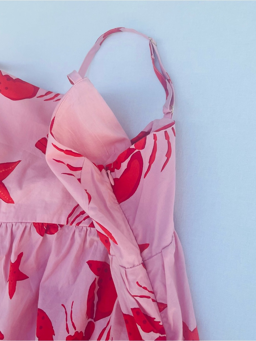 J.Crew Red Crab Lobster Starfish Design Tie-Back Strappy Summer Pink Top Size 14 - Picture 6 of 15